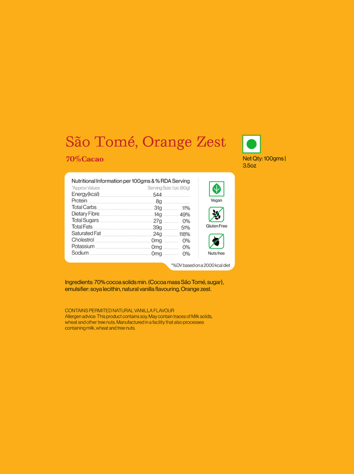 Sao Thome- Single origin -  70% with Orange Zest